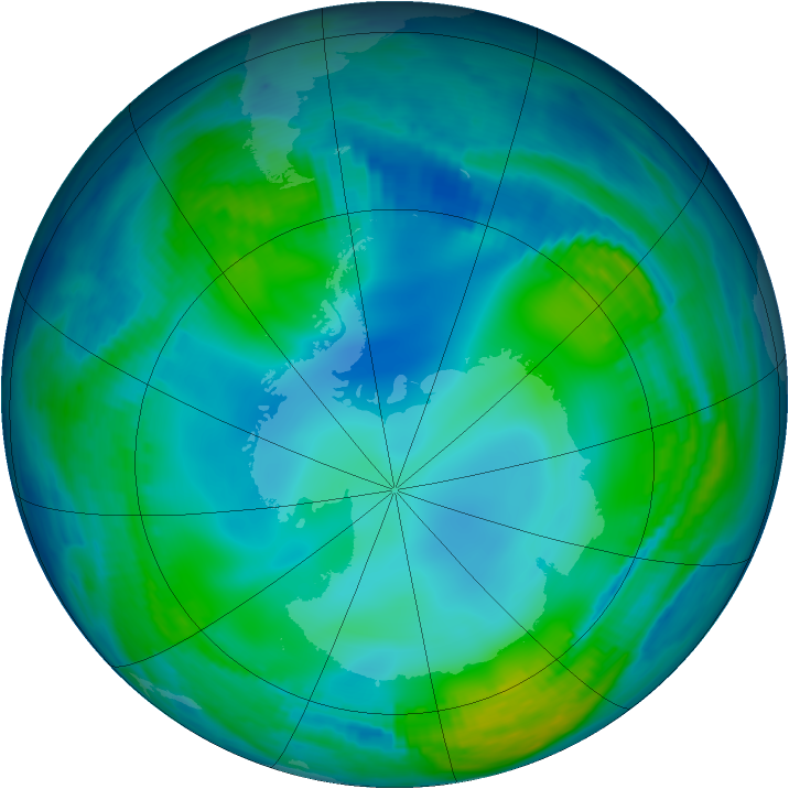 Antarctic ozone map for 03 June 1997